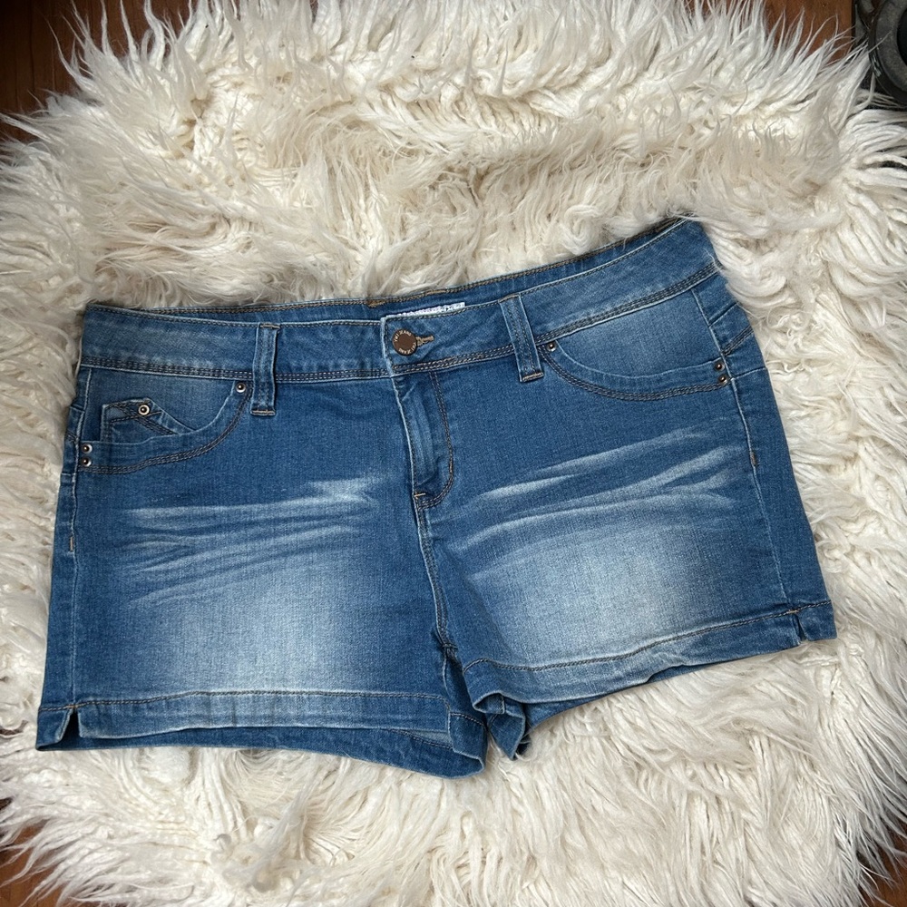 YMI Women's Faded Blue Denim Shorts